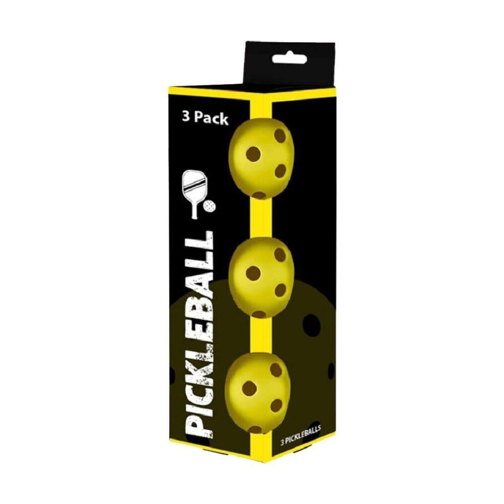 12x 3pc Braz Outdoor Sports Play Pickleball Balls Set Fluro Yellow