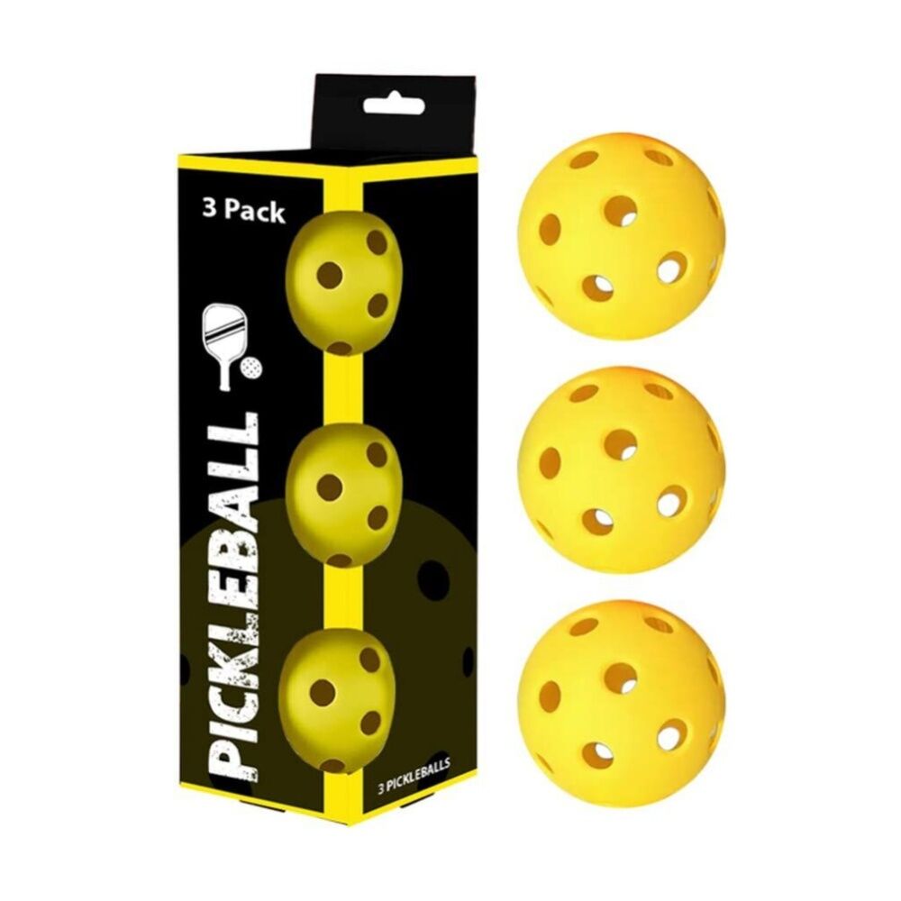 12x 3pc Braz Outdoor Sports Play Pickleball Balls Set Fluro Yellow
