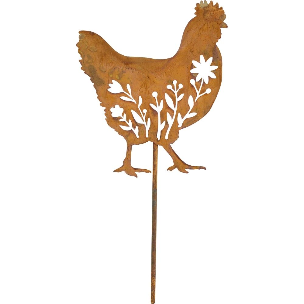 LVD Rustic-Coated Metal Medium Hen Garden Stake Decor Ornament 99x23x0.64cm