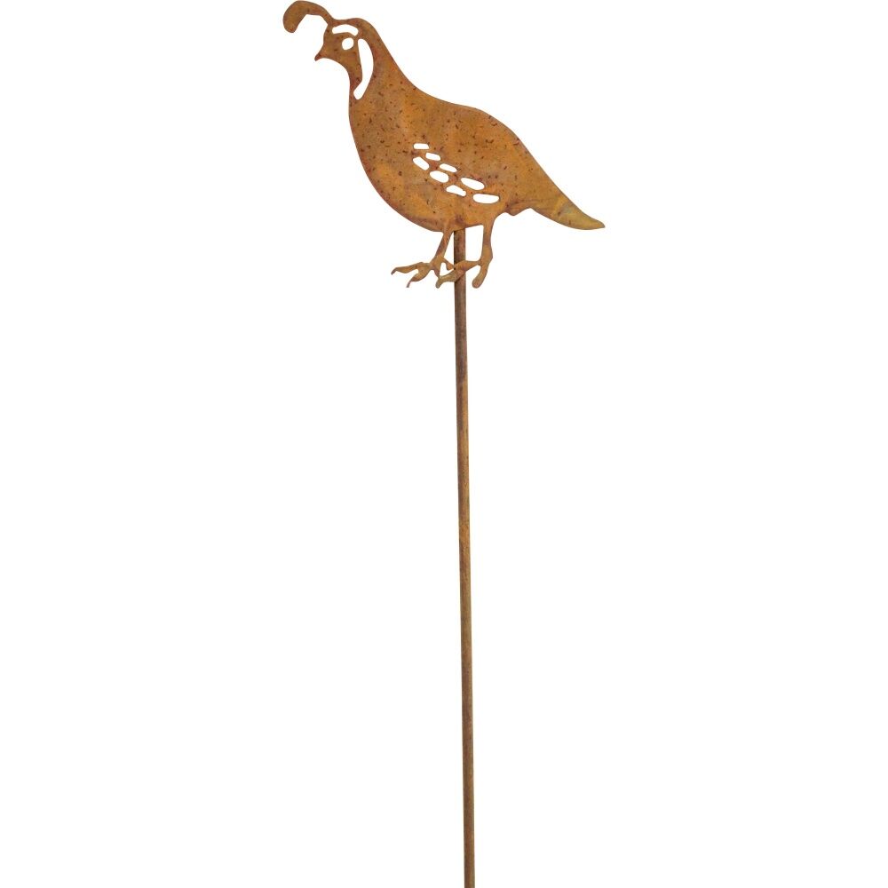 4PK LVD Rustic-Coated Metal Small Quail Garden Stake Decor Ornament 78x9x0.64cm
