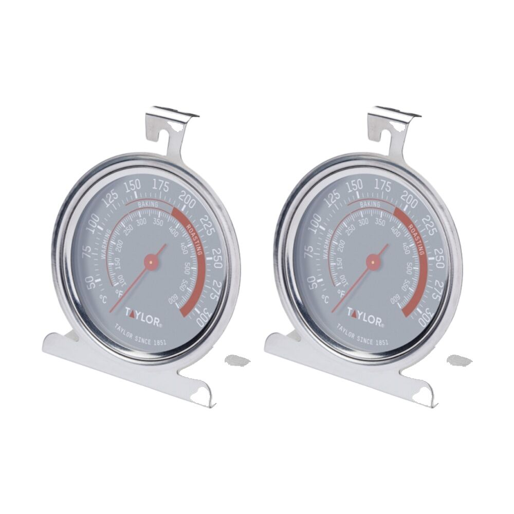 2PK Taylor Stainless Steel Read-To-Read Dial Pro Oven Thermometer 9x8.5x2cm