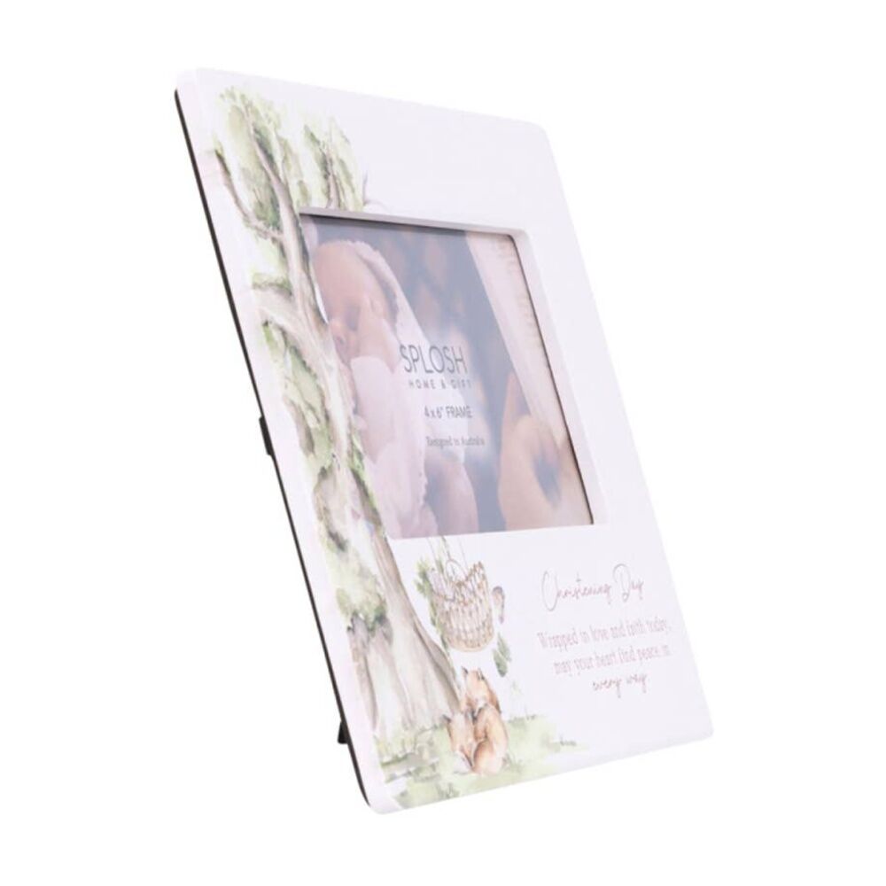 Tiny Wonders Ceramic & Plexiglass Baby Photo Frame White Christening 4x6