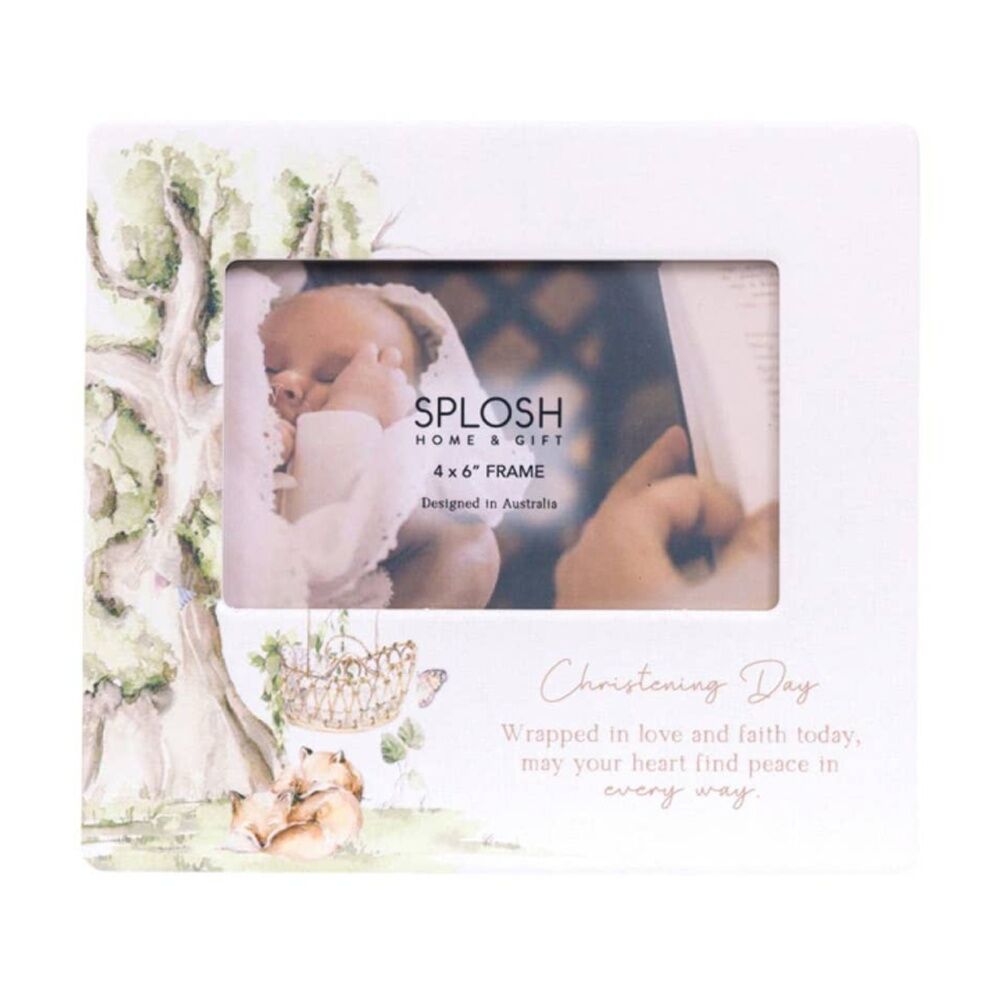 Tiny Wonders Ceramic & Plexiglass Baby Photo Frame White Christening 4x6