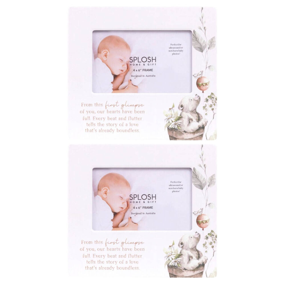2PK Tiny Wonders Ceramic & Plexiglass Baby Photo Frame White First Glimpse 4x6