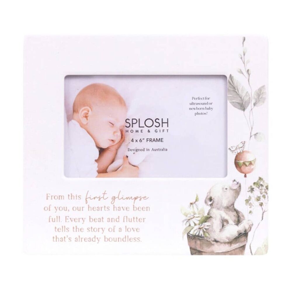 2PK Tiny Wonders Ceramic & Plexiglass Baby Photo Frame White First Glimpse 4x6