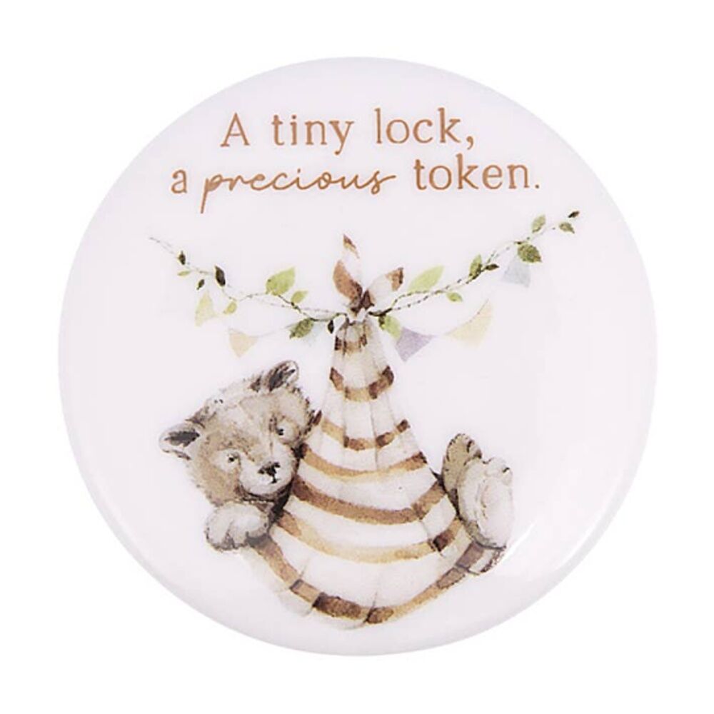 2PK Tiny Wonders Baby's First Hair Curl Ceramic Memento Keepsake Box White 6cm