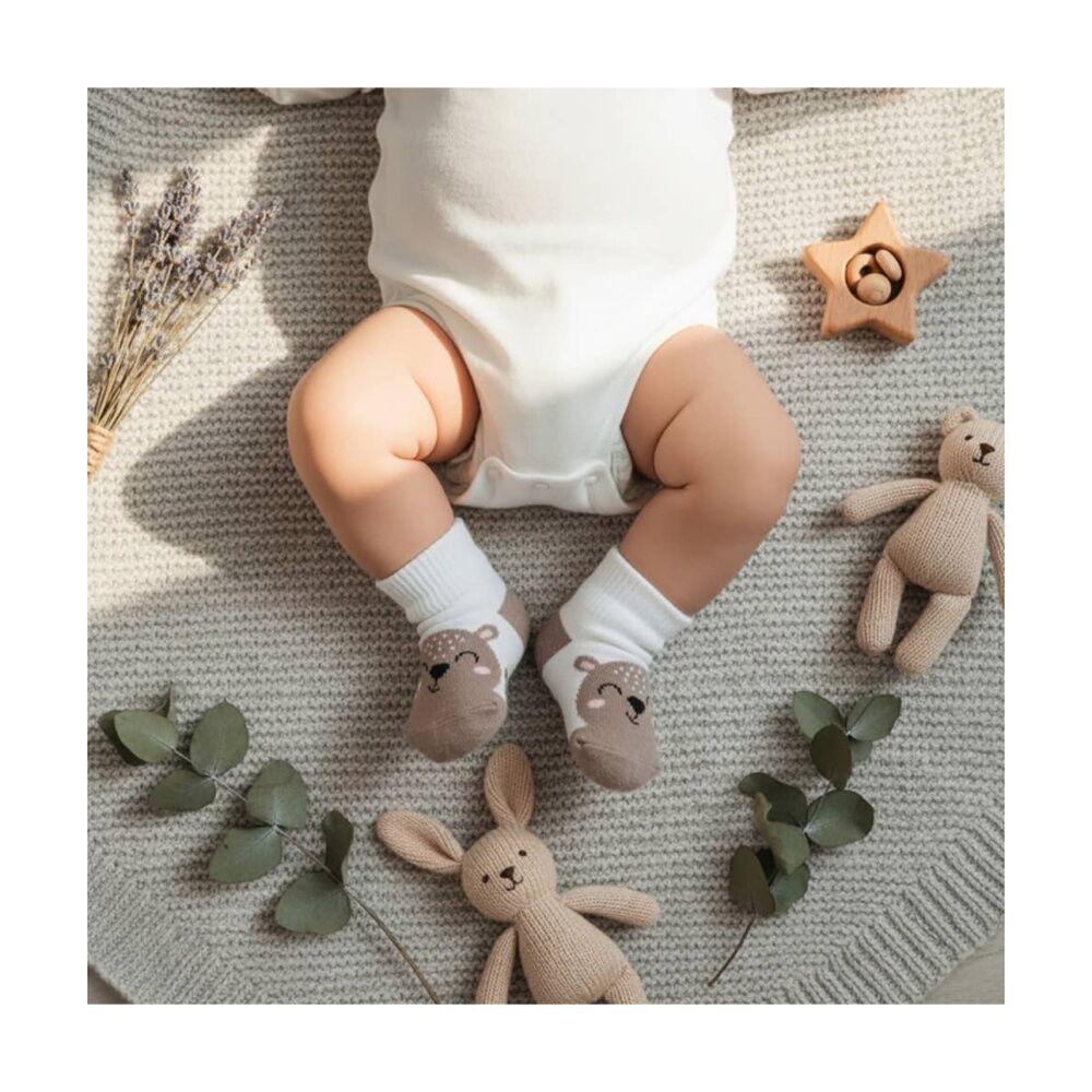 2x 3pc Tiny Wonders Baby's First Socks Gift Set 0-6m White/Orange/Grey