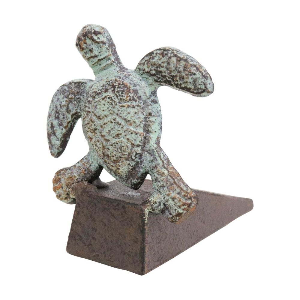 4PK LVD Coastal Metal Turtle Door Stopper Home Decor 19x16x13cm Green/Brown