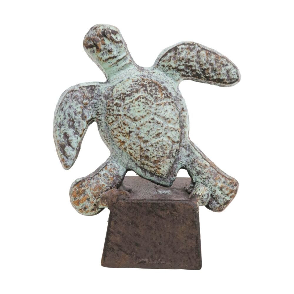 4PK LVD Coastal Metal Turtle Door Stopper Home Decor 19x16x13cm Green/Brown