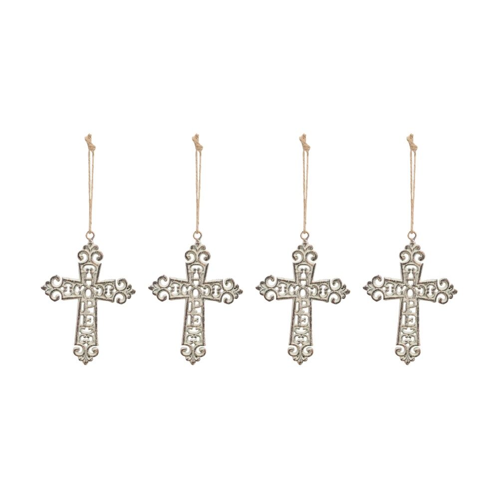 4PK LVD Metal Hanging Cross Wall-Mounted Home & Living Decor 32.5x14.5x1cm