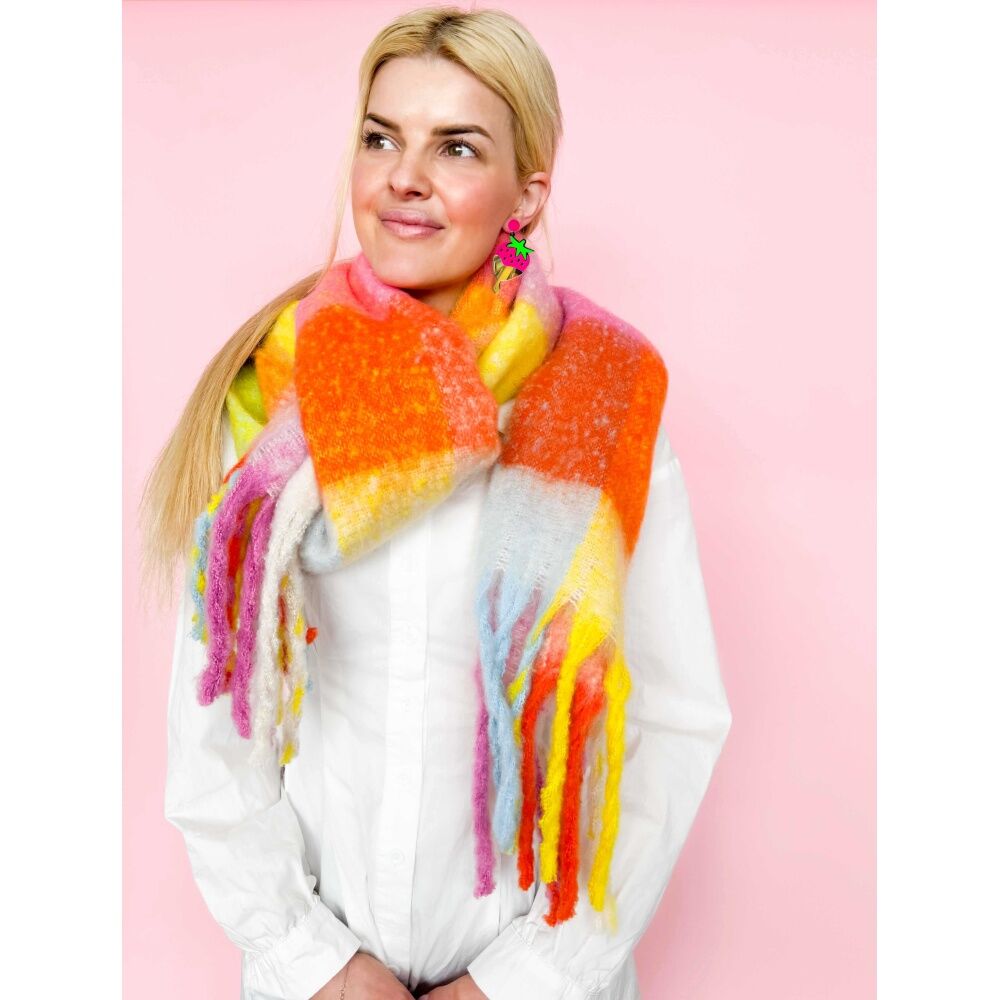 Urban Products Quincey Multicolour Check Plush Scarf Women's Accessory 210cm
