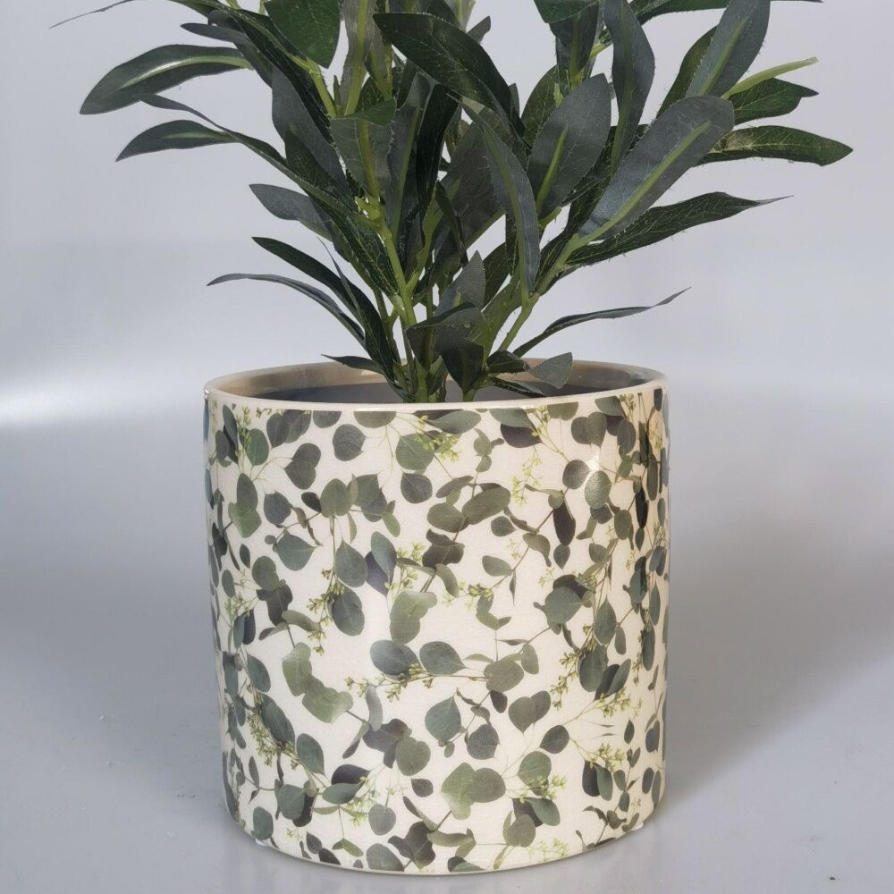 Urban Products Eucalypt Foliage Planter Green Ceramic Decorative Pot 17cm