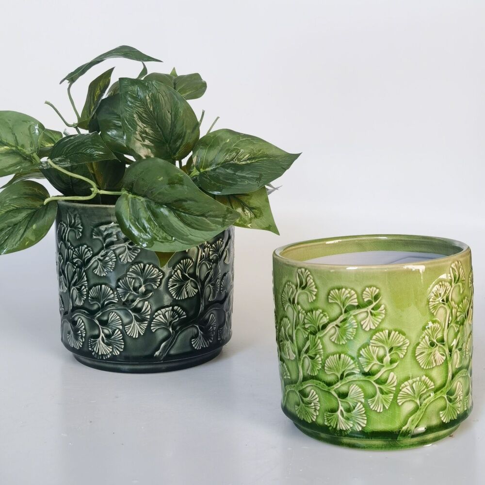 Urban Products Hakone Planter Green Decorative Ceramic Pot 17cm