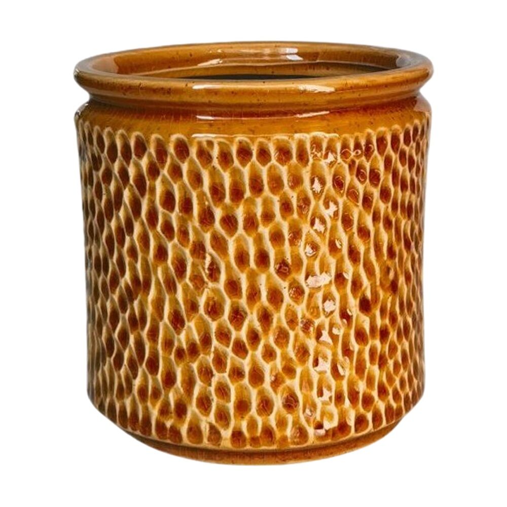 2x Urban Products Waffle Planter Yellow Decorative Ceramic Pot 14cm