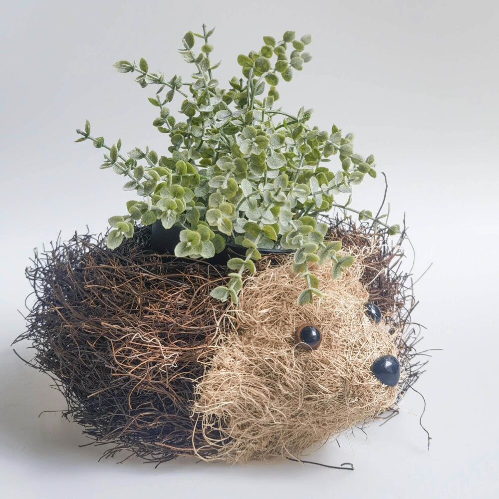 2x Urban Products Hedgehog Husk Planter Brown Decorative Pot 23cm
