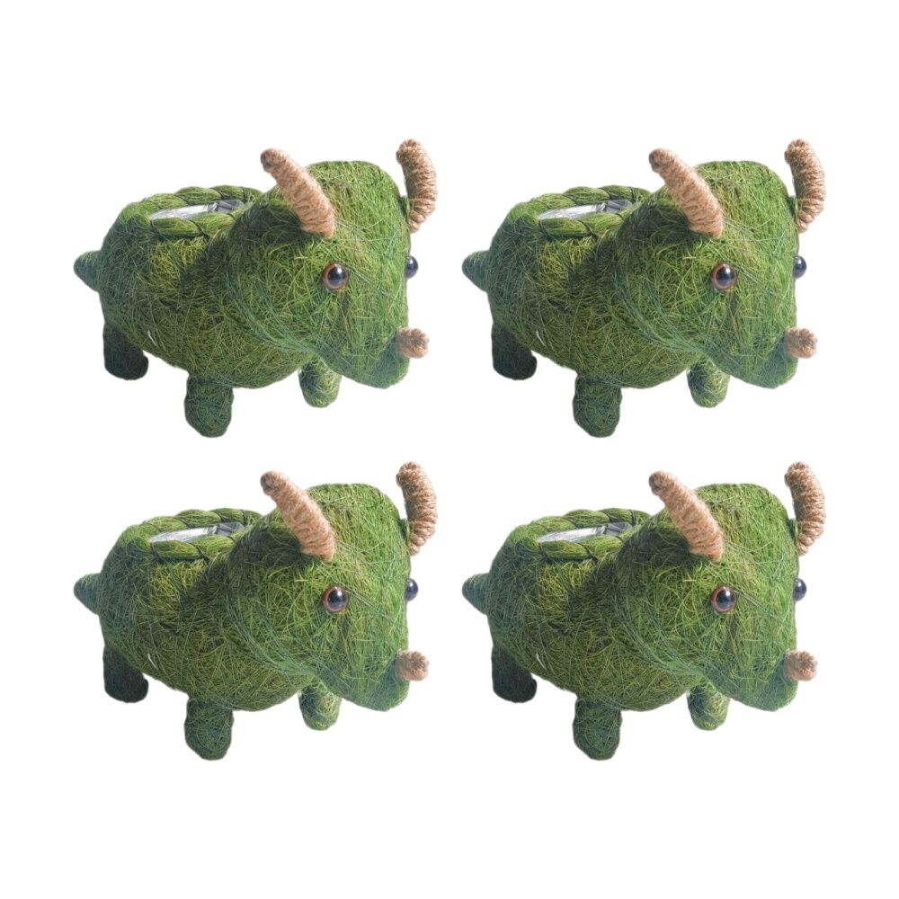 4x Urban Products Triceratops Dinosaur Husk Green Decorative Planter