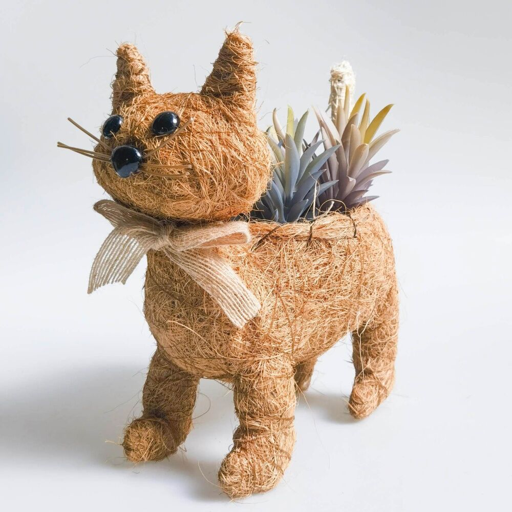 Urban Products Ginger Cat Husk Planter Orange Decorative Indoor 24cm