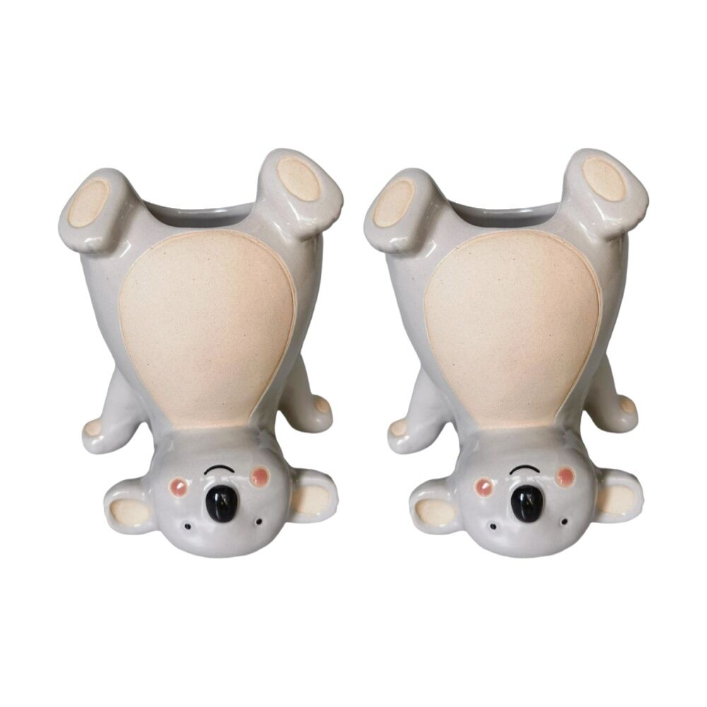 2x Urban Products Koala Handstand Grey Decorative Indoor Planter 15cm