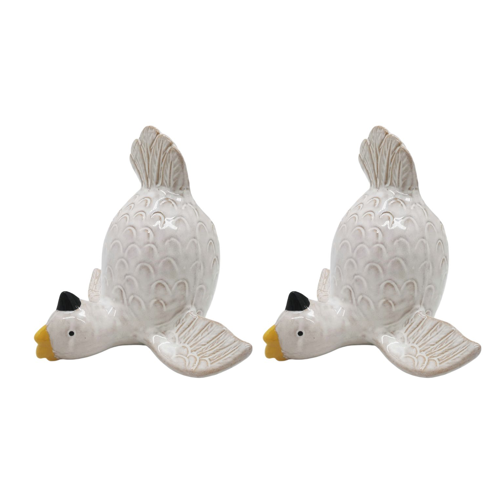 2x Urban Products Cockatoo Handstand White Ceramic Decorative Planter 17cm