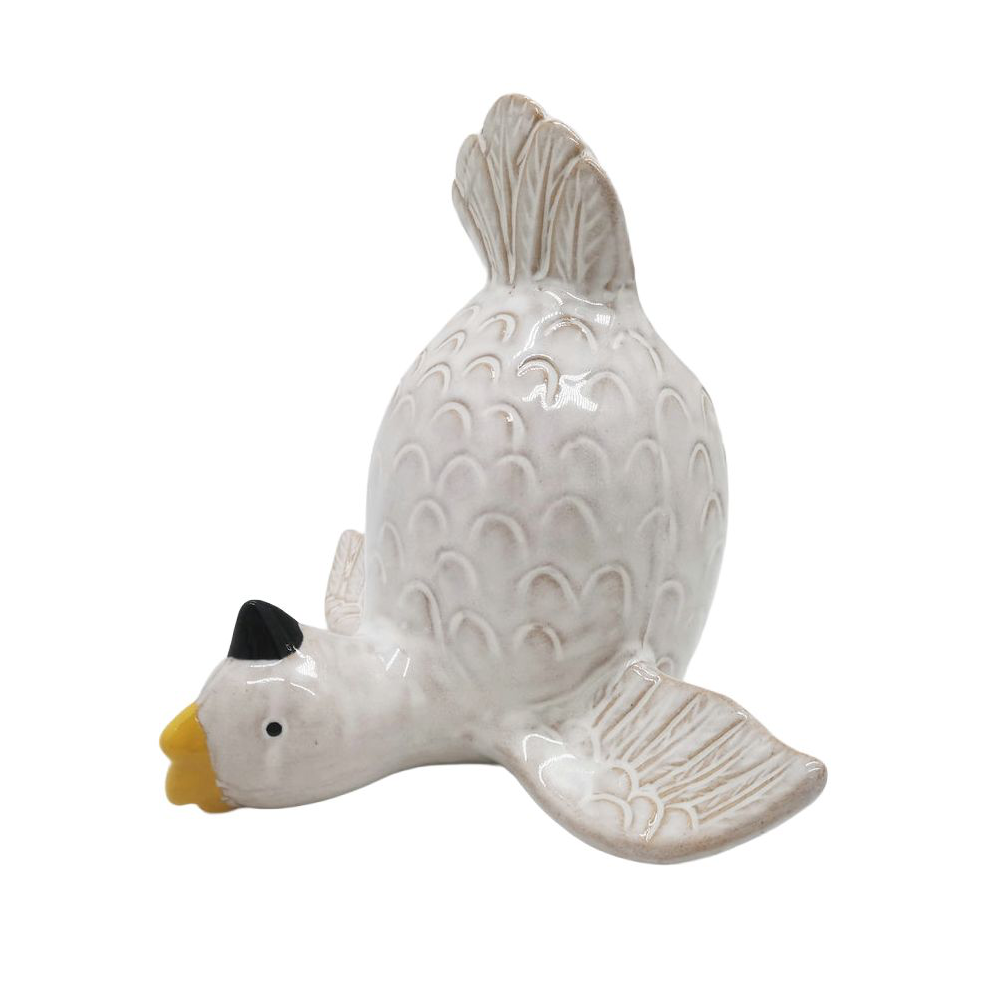 2x Urban Products Cockatoo Handstand White Ceramic Decorative Planter 17cm