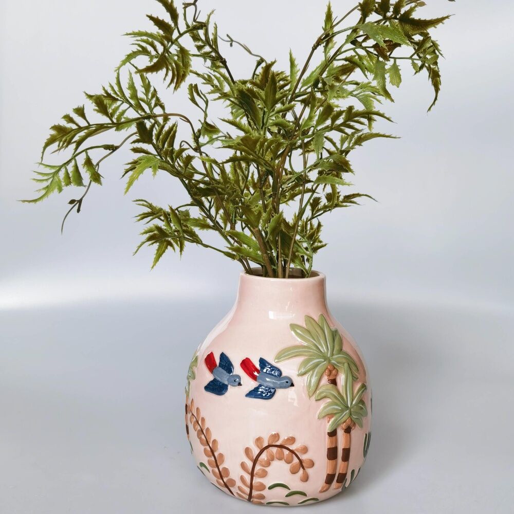 Urban Products Madagascar Pink Ceramic Tropical Decorative Vase 17cm