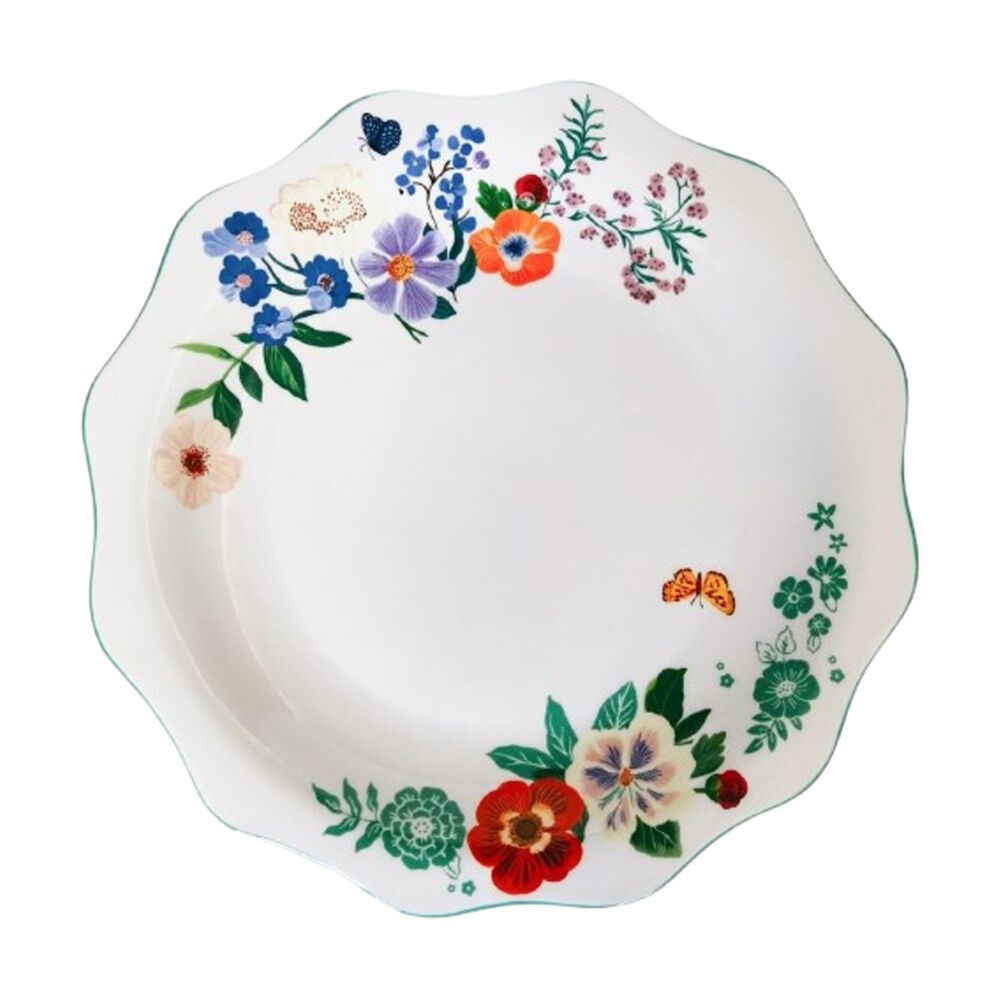 Urban Products Posie Plate Orange Ceramic Decorative Floral Design 27cm