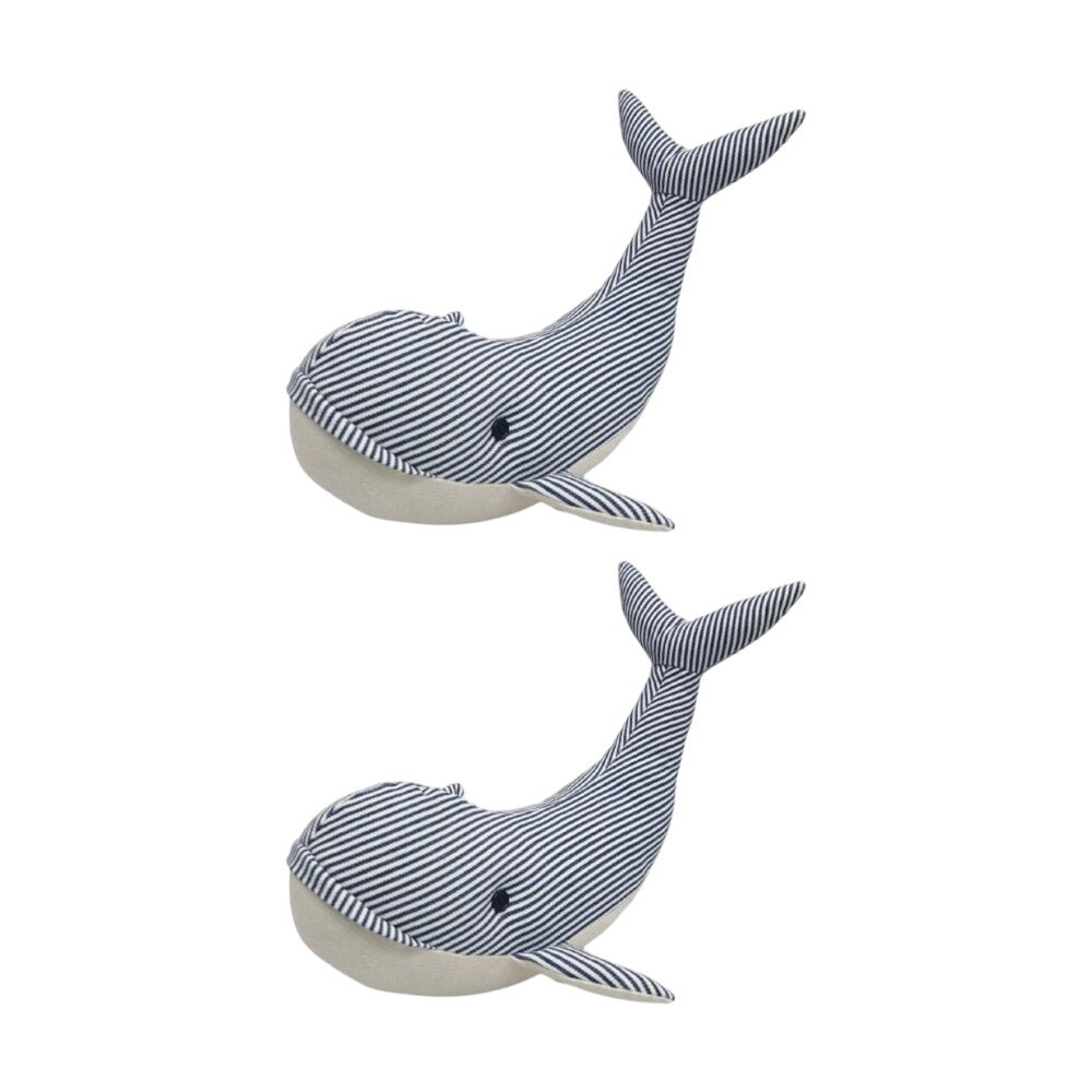 2x Urban Products Whale Blue Plush Doorstopper Decorative Decor 22cm