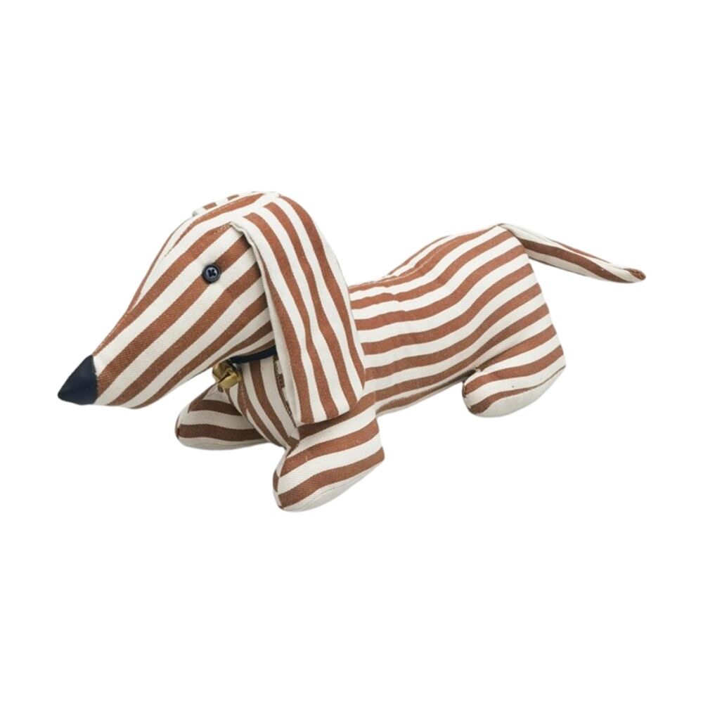 4x Urban Products Stripy Dachshund Dog Brown Plush Doorstopper 20cm