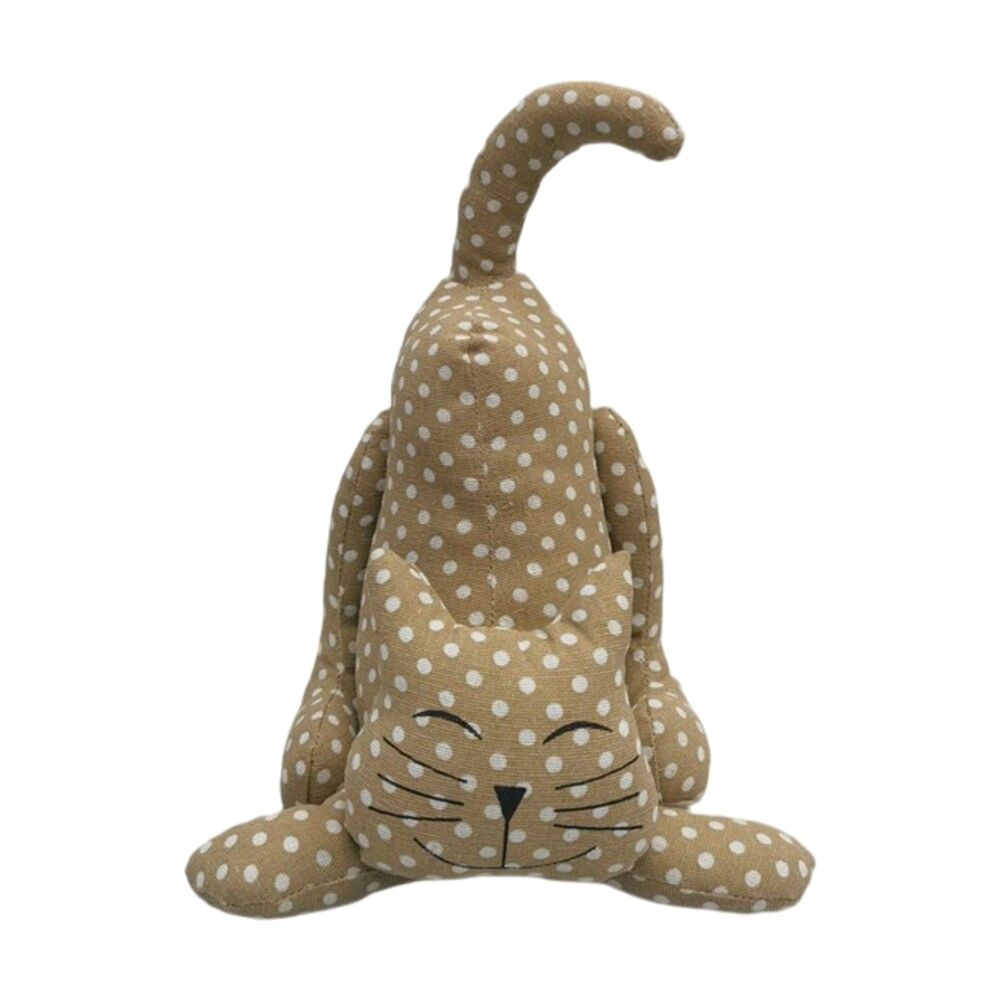 Urban Products Spotty Cat Beige Plush Doorstopper Decorative Decor 30cm