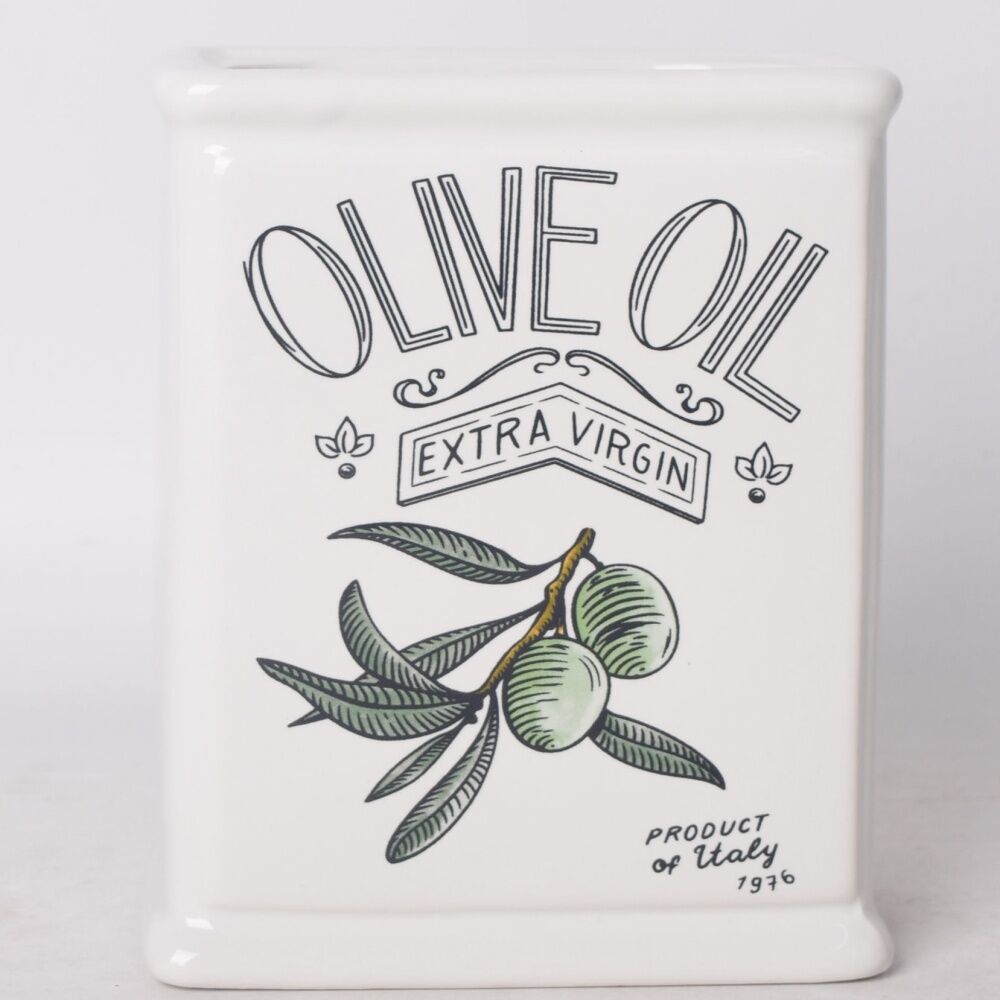 Urban Products Olive Oil Classic Vessel White Ceramic Container 14cm