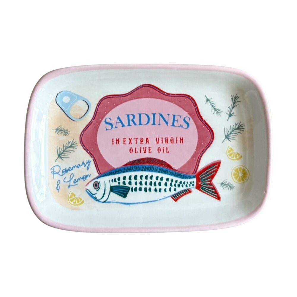 3x Urban Products Sardine Dish Pink Ceramic Decorative Kitchenware 12cm