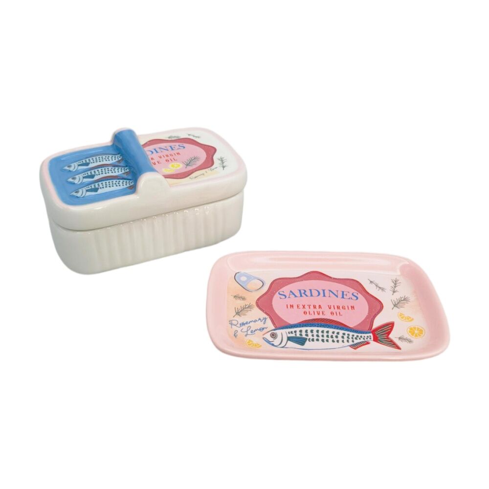 6x Urban Products Sardine Dish Pink Ceramic Decorative Kitchenware 12cm