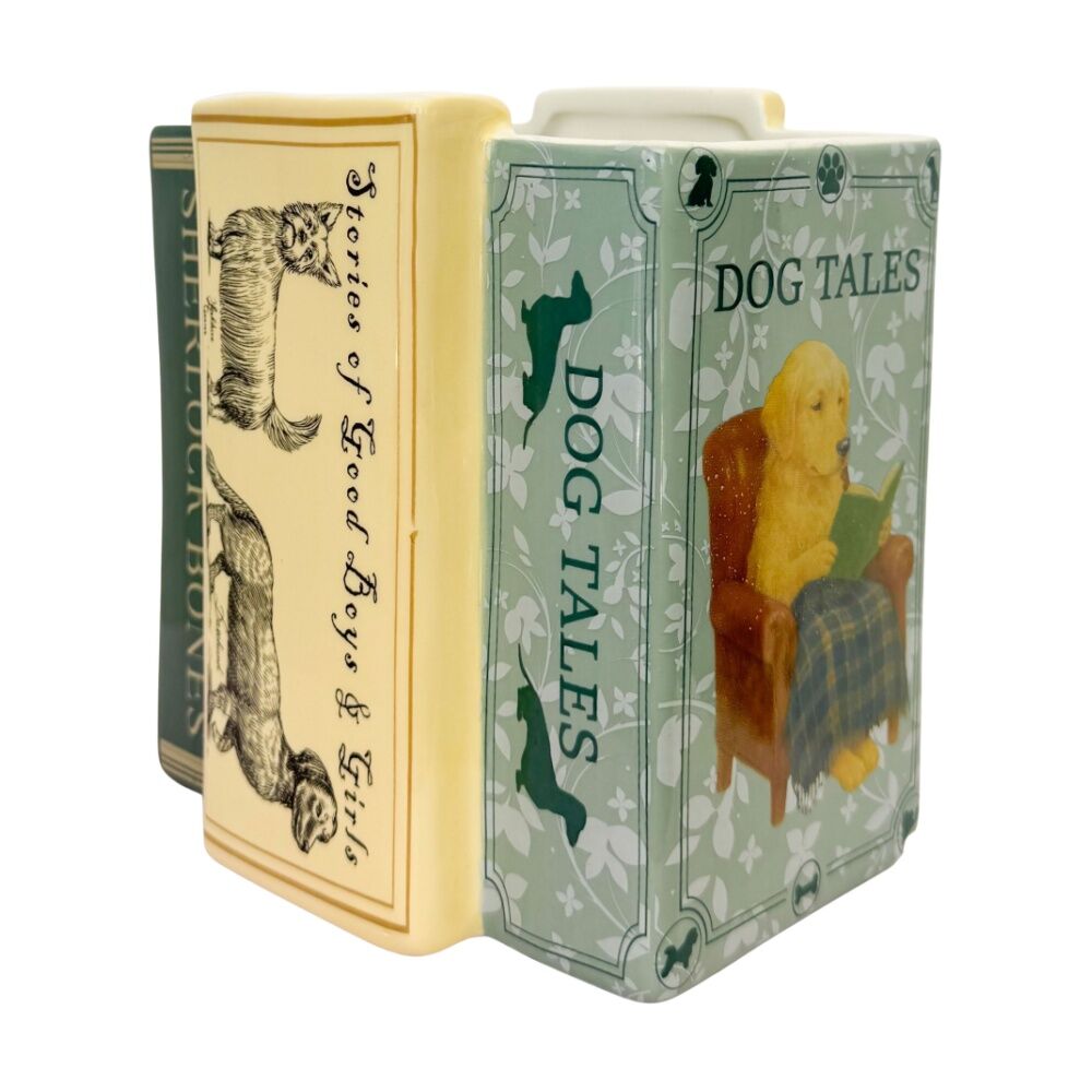 2x Urban Products Dog Books Planter Green Ceramic Home Decor 15cm