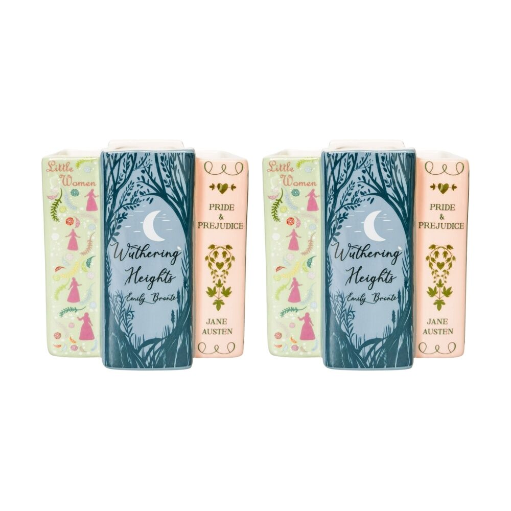 2x Urban Products Girly Classic Books Planter Ceramic Home Decor Pink/Green