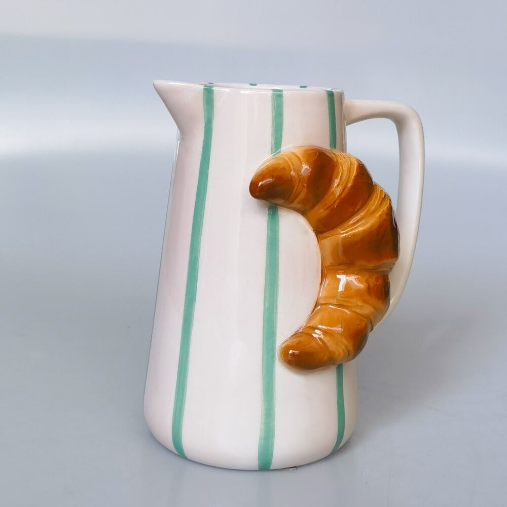 Urban Products Croissant Jug Pink/Brown Ceramic Decorative Kitchenware 18cm