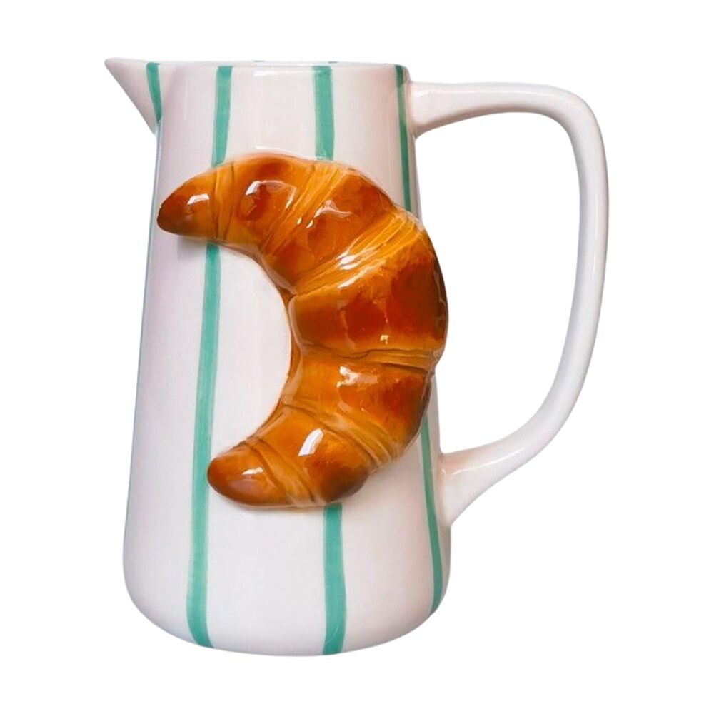 Urban Products Croissant Jug Pink/Brown Ceramic Decorative Kitchenware 18cm