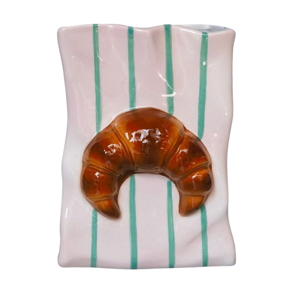 Urban Products Croissant Bag Pink/Brown Ceramic Decorative Vase 18cm
