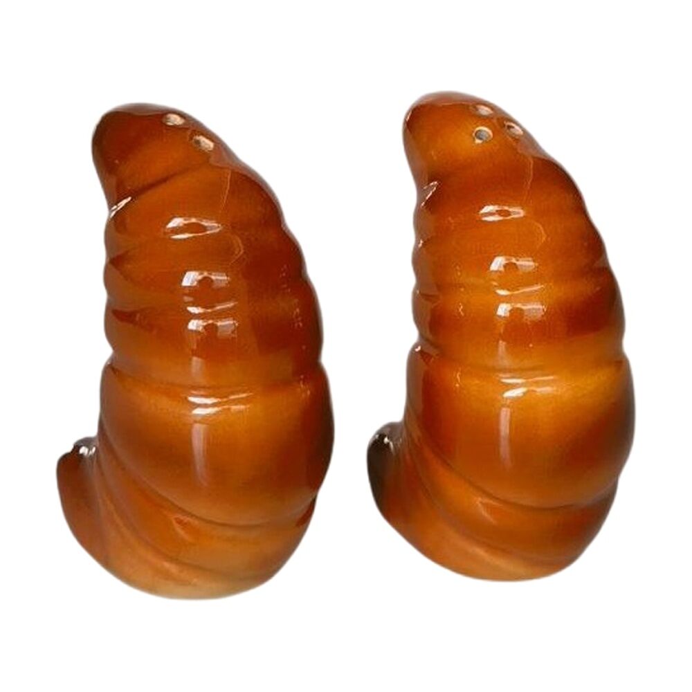 2pc Urban Products Croissant Brown Ceramic Salt & Pepper Shakers 9cm