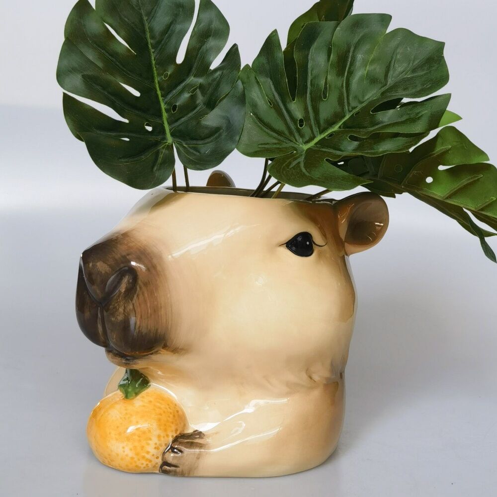 Urban Products Capybara Head Brown Ceramic Decorative Planter 10cm