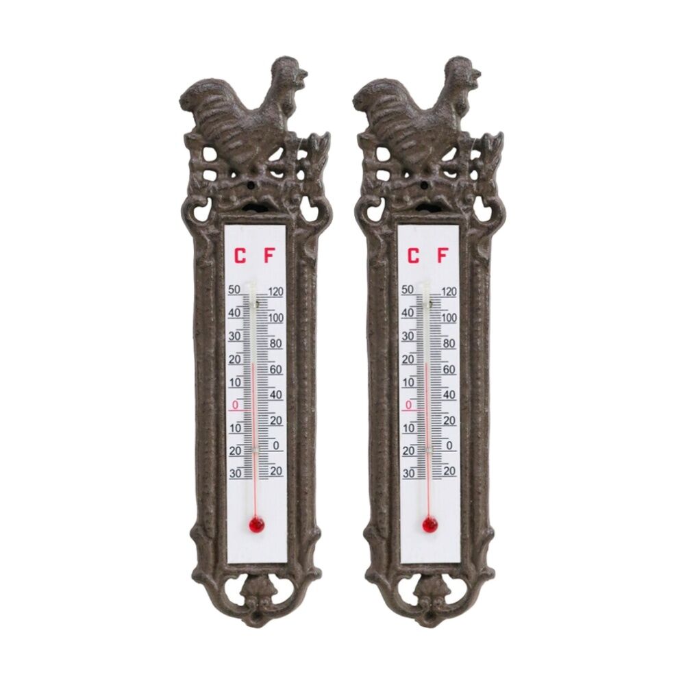 2PK LVD Decorative Bird Cast Iron Thermometer Home Decor 24x6x2cm