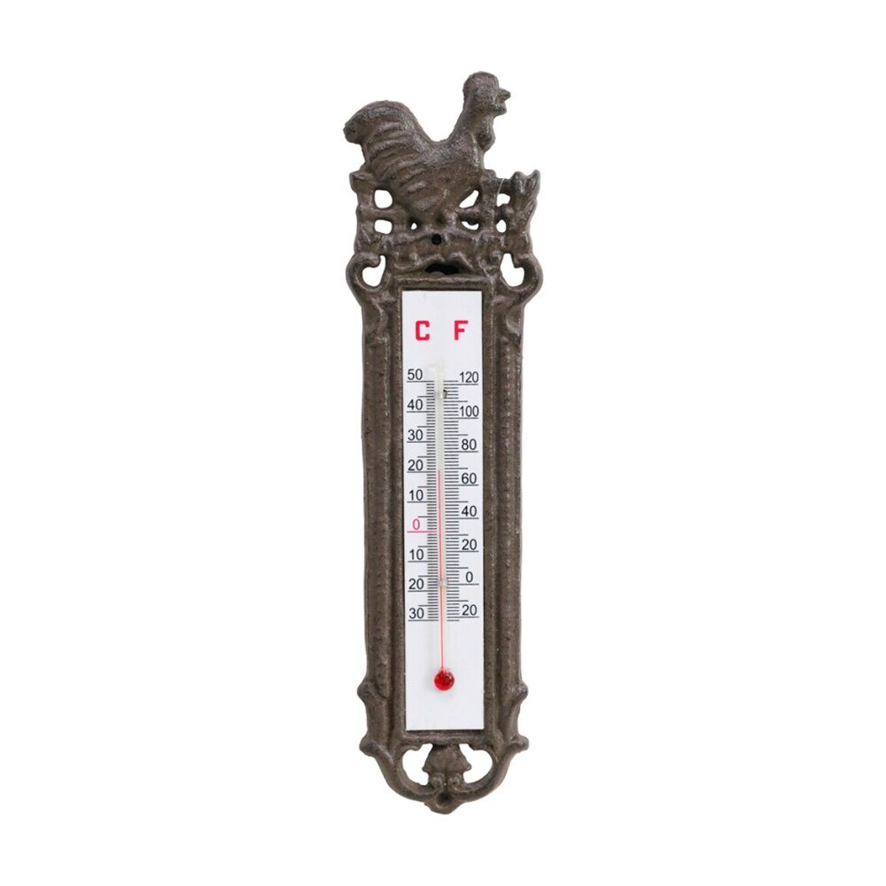 2PK LVD Decorative Bird Cast Iron Thermometer Home Decor 24x6x2cm