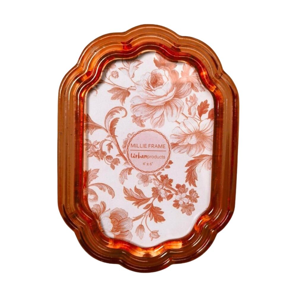 2x Urban Products Millie Orange Decorative Floral Photo Frame 4x6inch