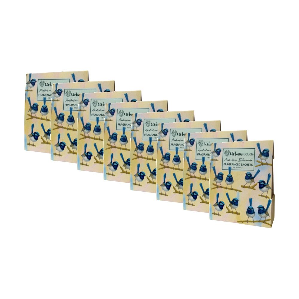 8x 4pc Urban Products Blue Wren Scented Sachets 10g Set Home Fragrance Beige