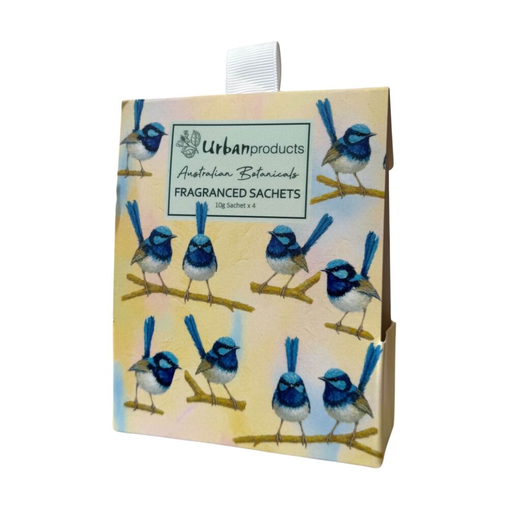 8x 4pc Urban Products Blue Wren Scented Sachets 10g Set Home Fragrance Beige