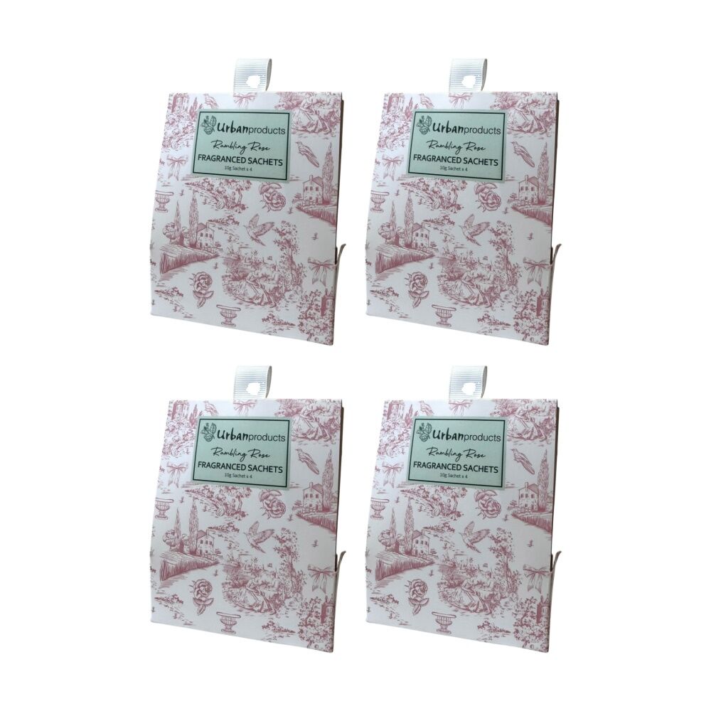 4x 4pc Urban Products Romantique Toile Scented Sachets Set Home Fragrance Pink