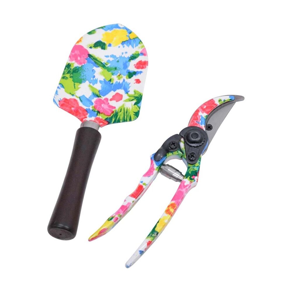 2pc LVD Outdoor Yard Gardening/Planting Trowel & Secateurs Tool Set Springtime