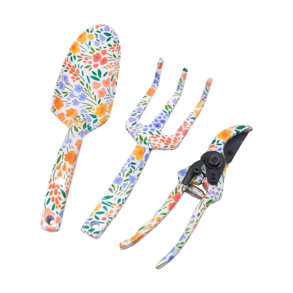 3pc LVD Gardening/Planting Aluminium Trowel Secateurs & Fork Tool Set Folksy
