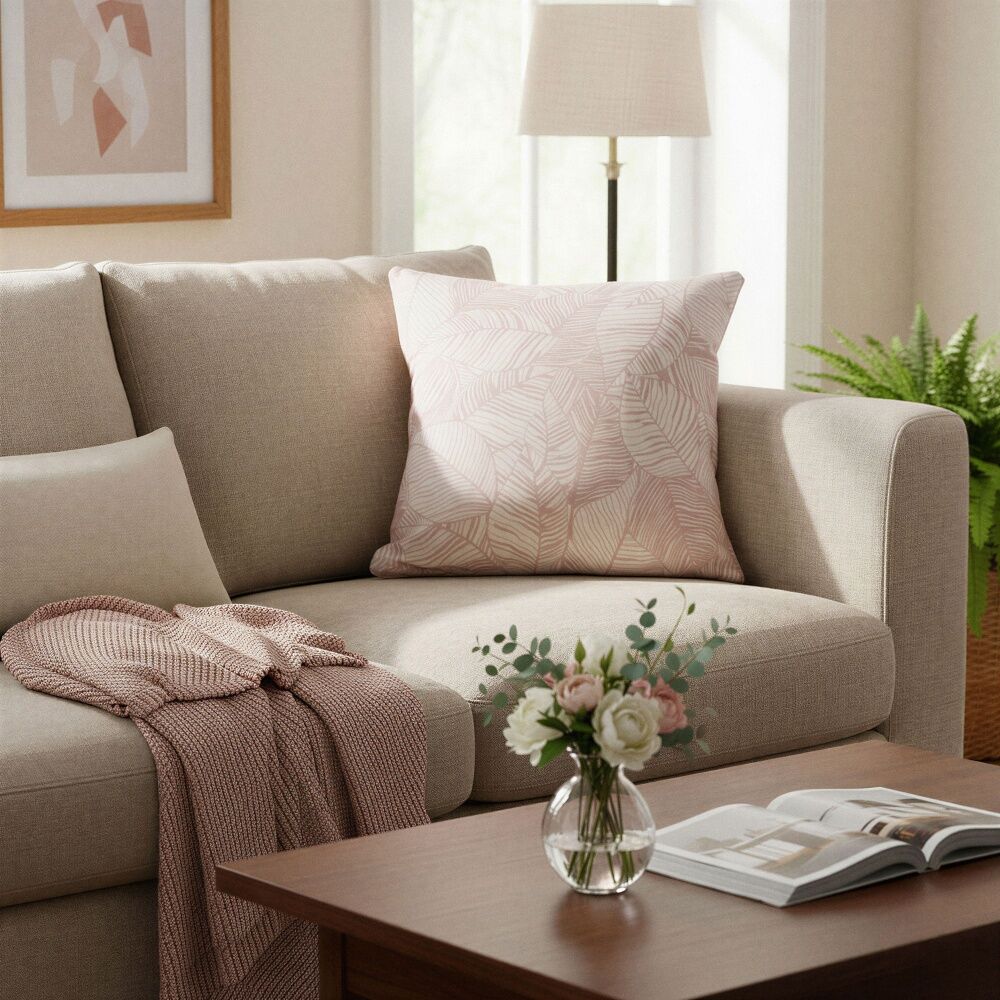 2PK Urban Style Decorative Pink Leaves Lounge Cushion Throw Pillow 45x45cm