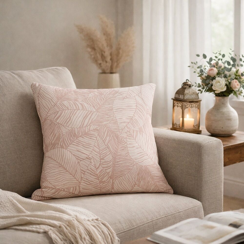 2PK Urban Style Decorative Pink Leaves Lounge Cushion Throw Pillow 45x45cm