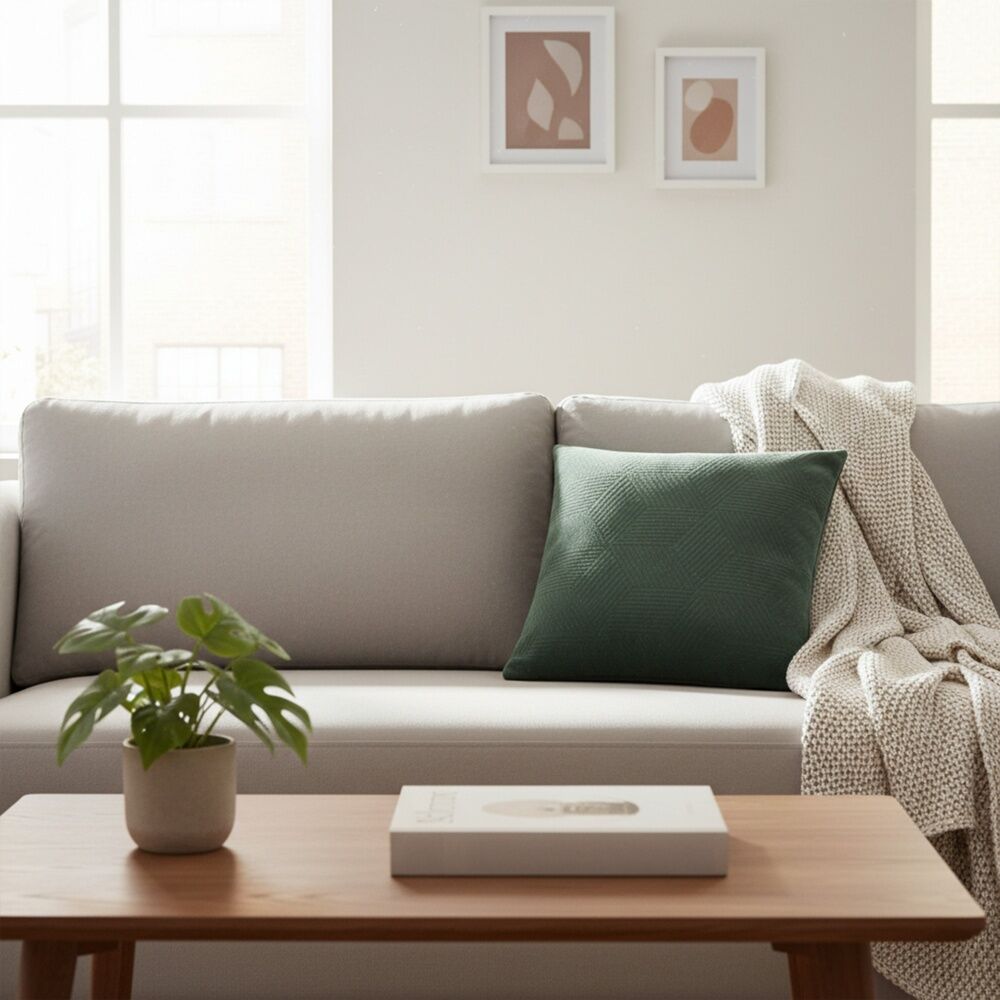 Urban Style Decorative Cushion Throw Pillow Green Lines 45x45cm